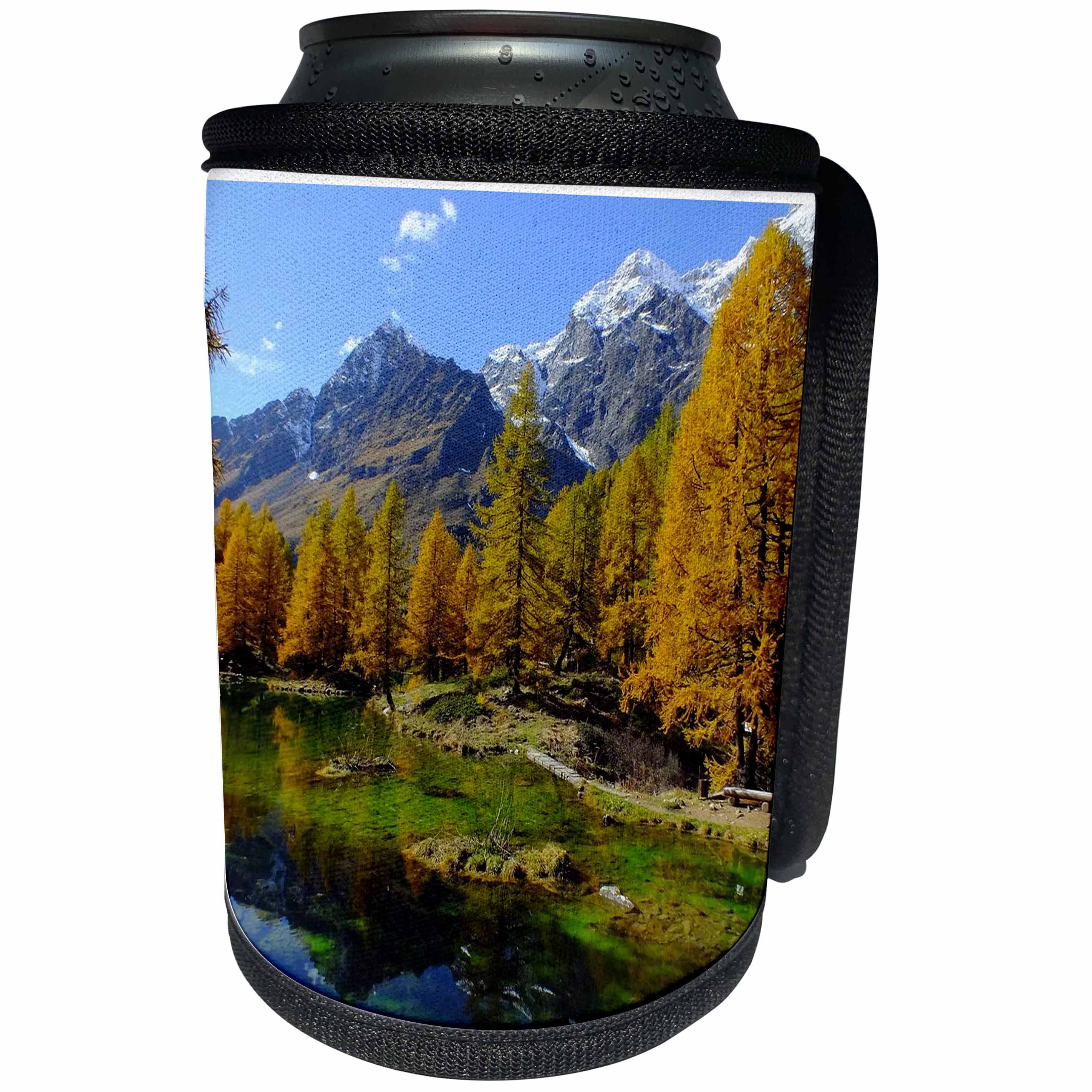 3dRose Cities Of The World - Valle Daosta Mirror Lago Bleu Lake Aosta Valley In Italy - Can Cooler Bottle Wrap (cc_268655)