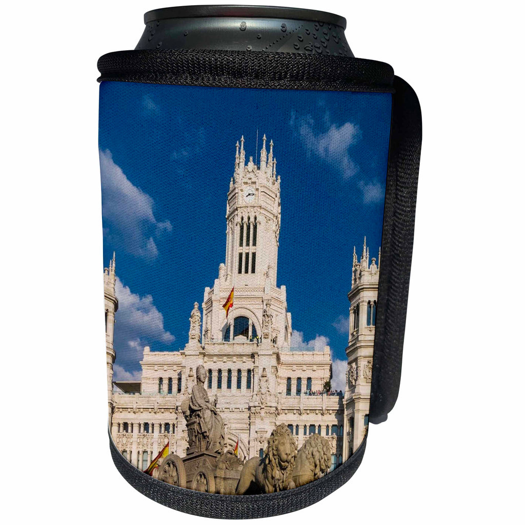 3dRose Cities Of The World - Cybele Palace In Madrid, Spain - Can Cooler Bottle Wrap (cc_268658)