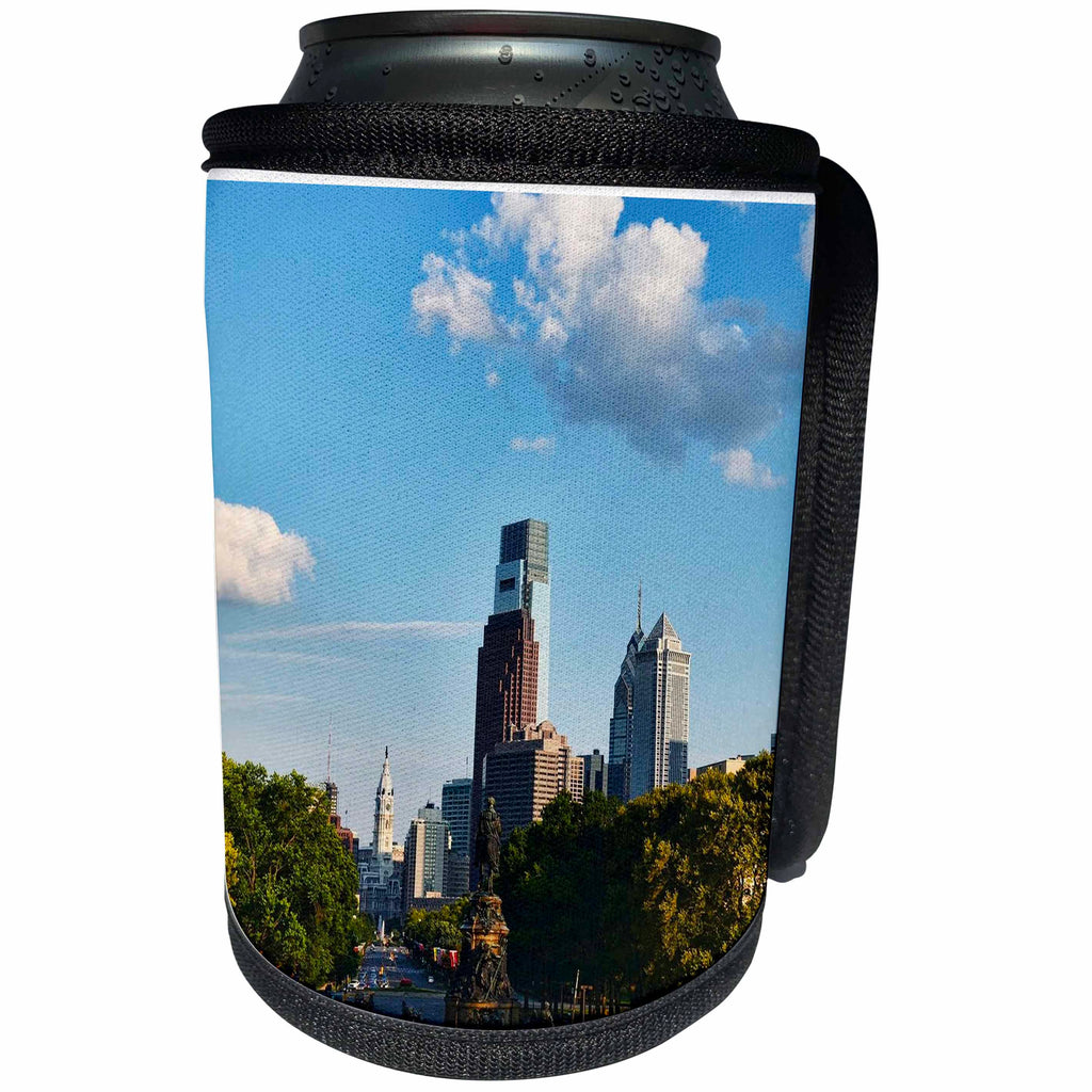 3dRose Cities Of The World - Philadelphia, Pennsylvania - Can Cooler Bottle Wrap (cc_268665)