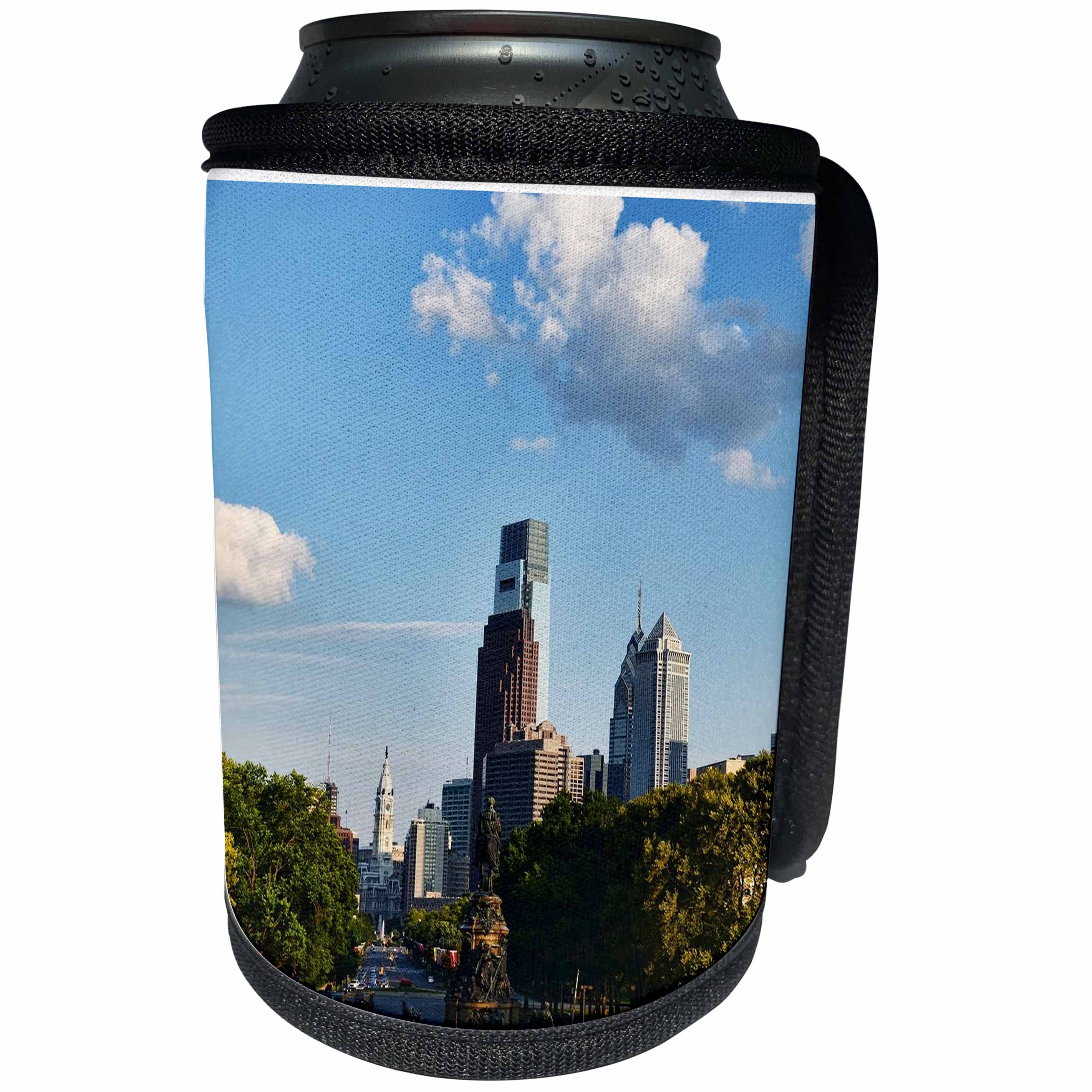 3dRose Cities Of The World - Philadelphia, Pennsylvania - Can Cooler Bottle Wrap (cc_268665)
