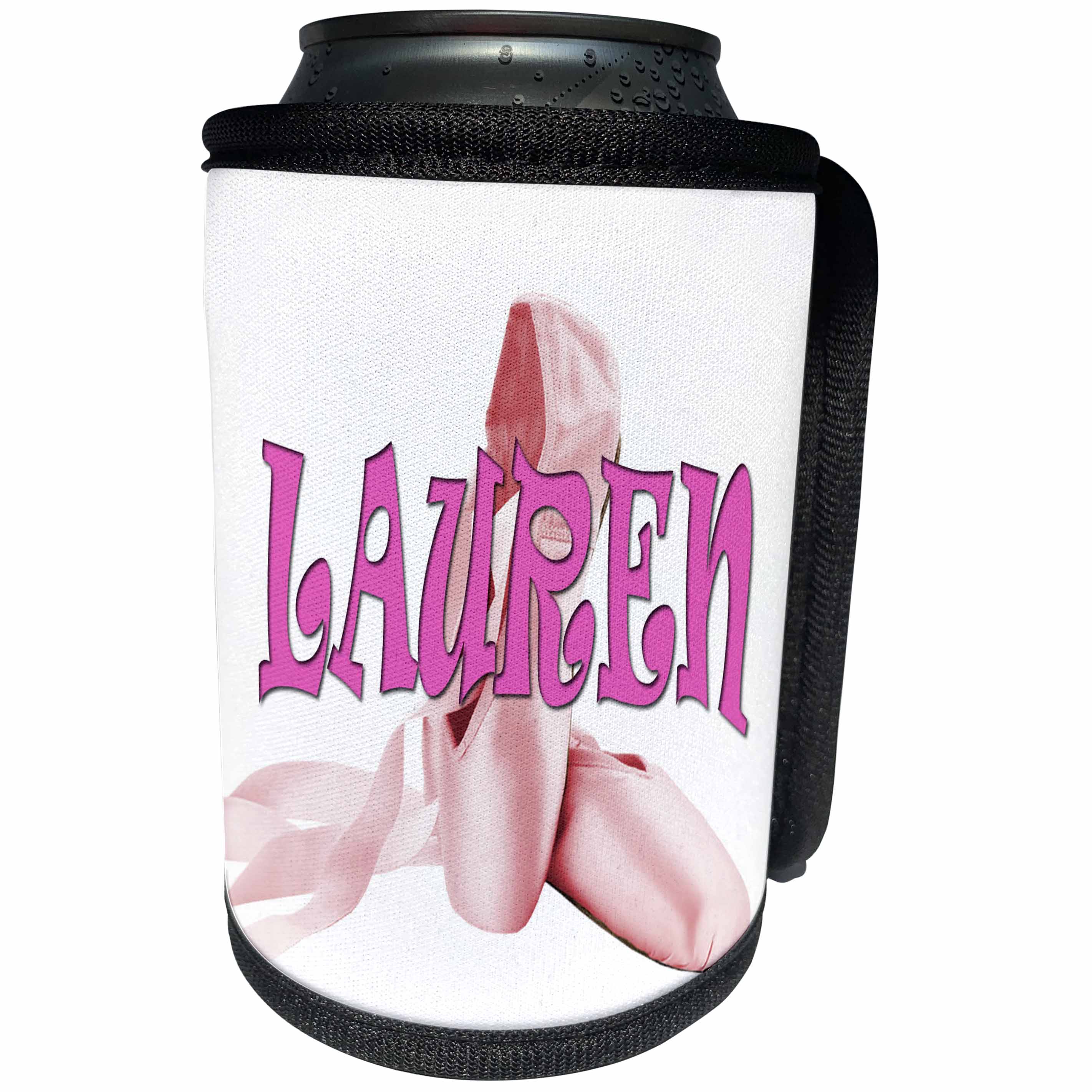 3dRose RinaPiro Kids - Lauren. Pink ballet shoes. - Can Cooler Bottle Wrap (cc_268773)