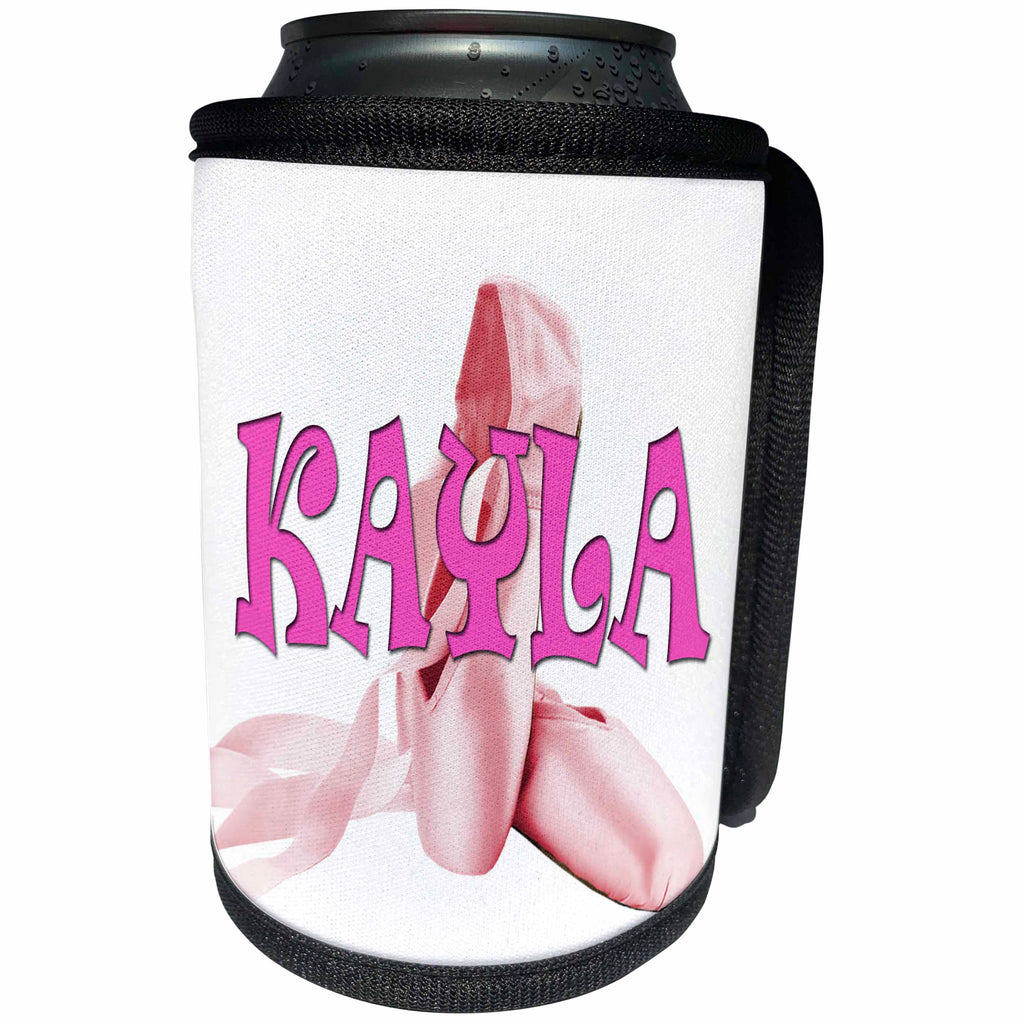 3dRose RinaPiro Kids - Kayla. Pink ballet shoes. - Can Cooler Bottle Wrap (cc_268774)
