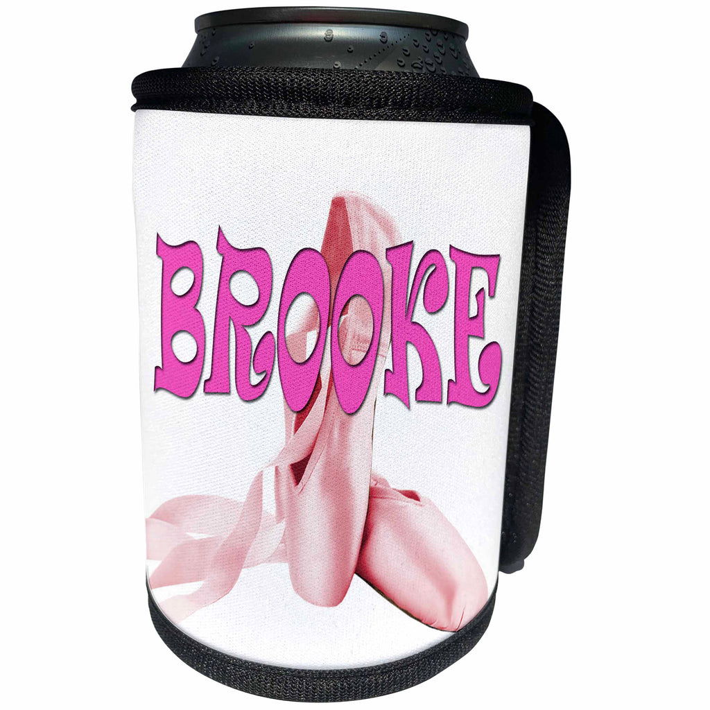 3dRose RinaPiro Kids - Brooke. Pink ballet shoes. - Can Cooler Bottle Wrap (cc_268792)