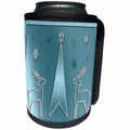 3dRose Beverly Turner Christmas Design - Reindeer on Blue - Can Cooler Bottle Wrap (cc_26882)