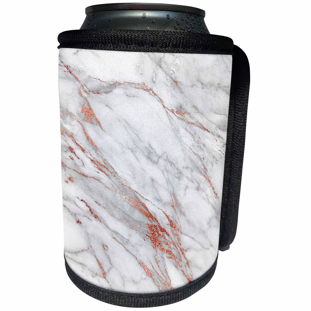 3dRose Uta Naumann Faux Glitter Pattern - Luxury Grey Copper Gem Stone Marble Glitter Metallic Faux Print - Can Cooler Bottle Wrap (cc_268836)