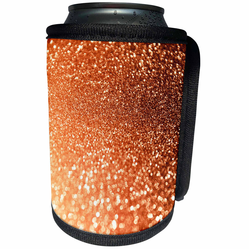 3dRose Uta Naumann Faux Glitter Pattern - Luxury Orange Copper Gold Metallic Faux Glitter Print - Can Cooler Bottle Wrap (cc_268840)