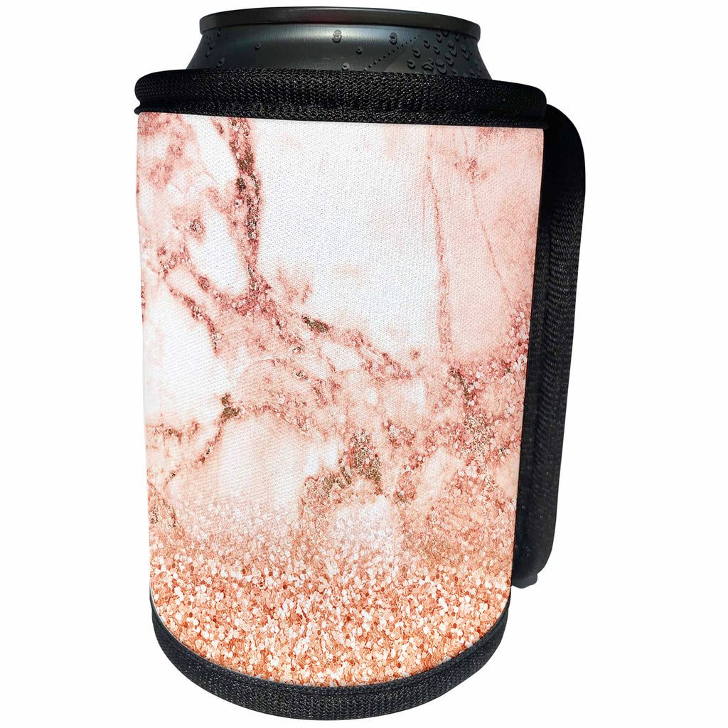 3dRose Uta Naumann Faux Glitter Pattern - Luxury Grey And Copper Ombre Marble Glitter Metallic Faux Print - Can Cooler Bottle Wrap (cc_268844)