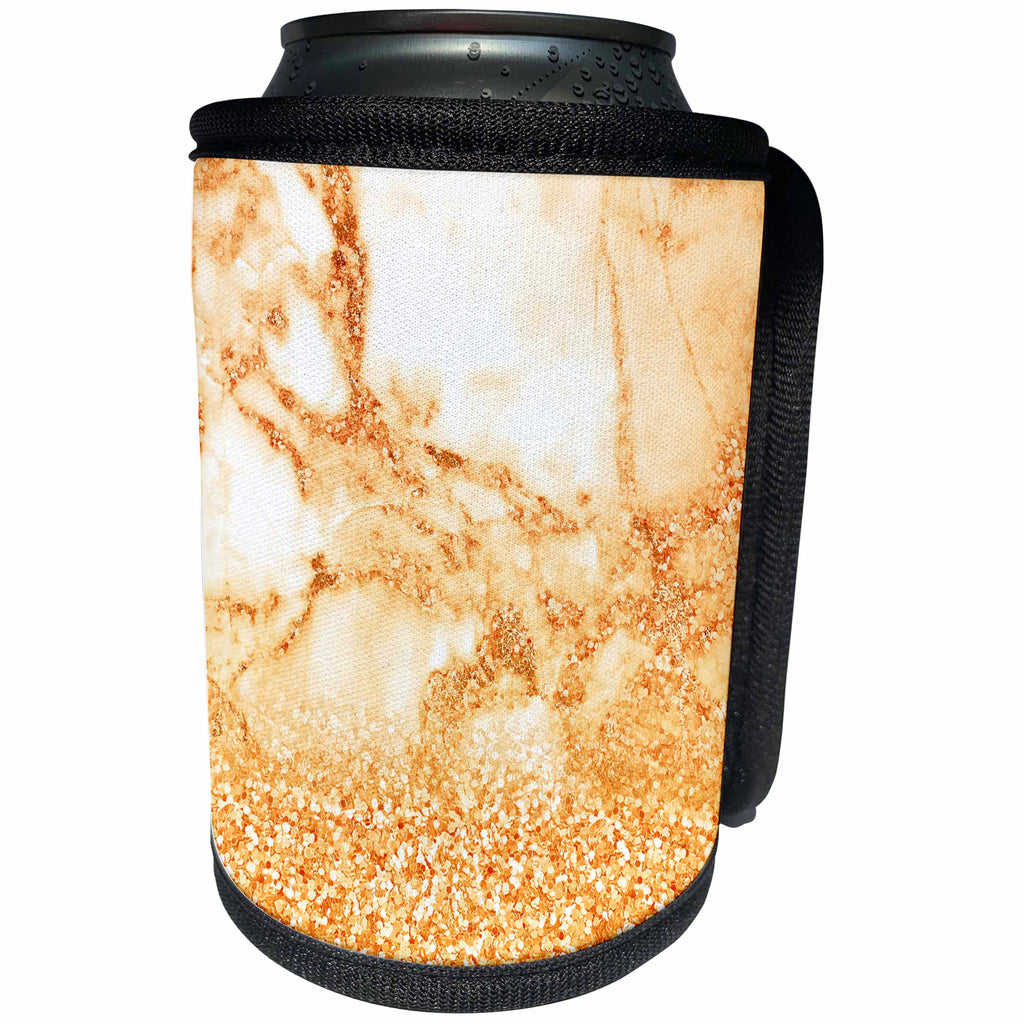 3dRose Uta Naumann Faux Glitter Pattern - Luxury Grey and Gold Glitter Metallic Faux Gem Stone Marble Print - Can Cooler Bottle Wrap (cc_268845)