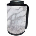 3dRose Uta Naumann Faux Glitter Pattern - Luxury Grey Silver Gem Stone Marble Glitter Metallic Faux Print - Can Cooler Bottle Wrap (cc_268850)