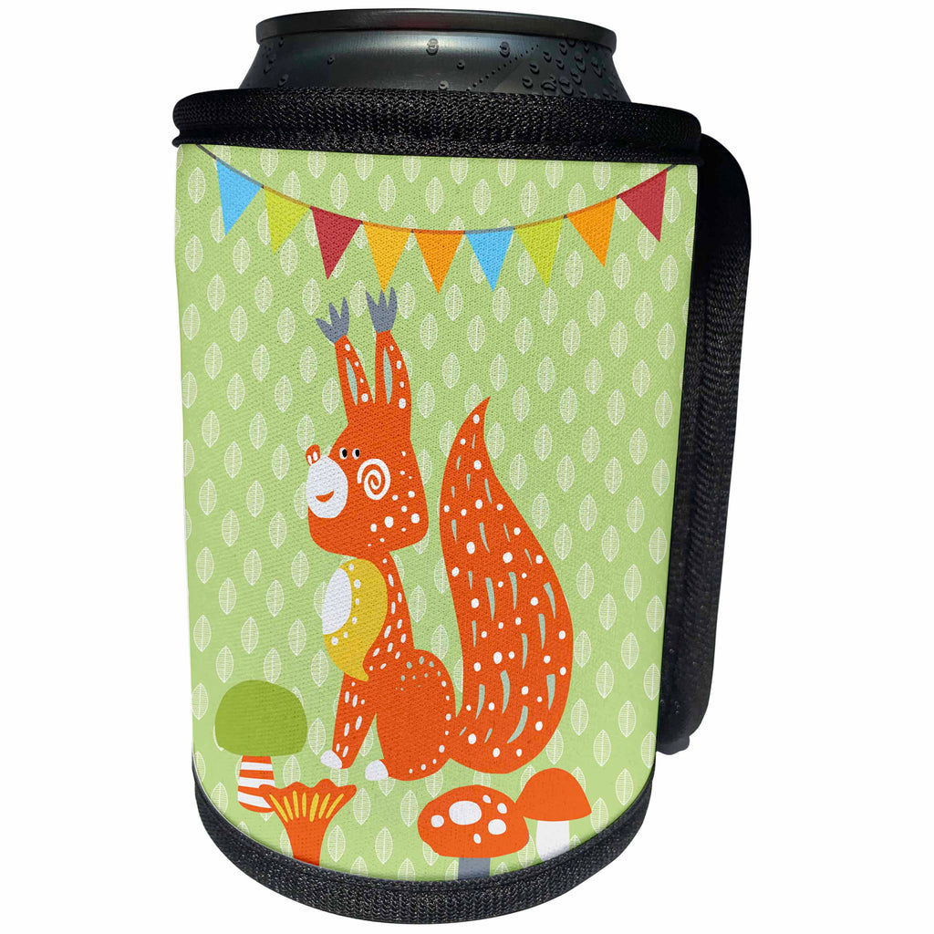 3dRose Uta Naumann Watercolor Illustration Animal - Woodland Friends-Forest Animal Illustration for Babies-Fox - Can Cooler Bottle Wrap (cc_268899)