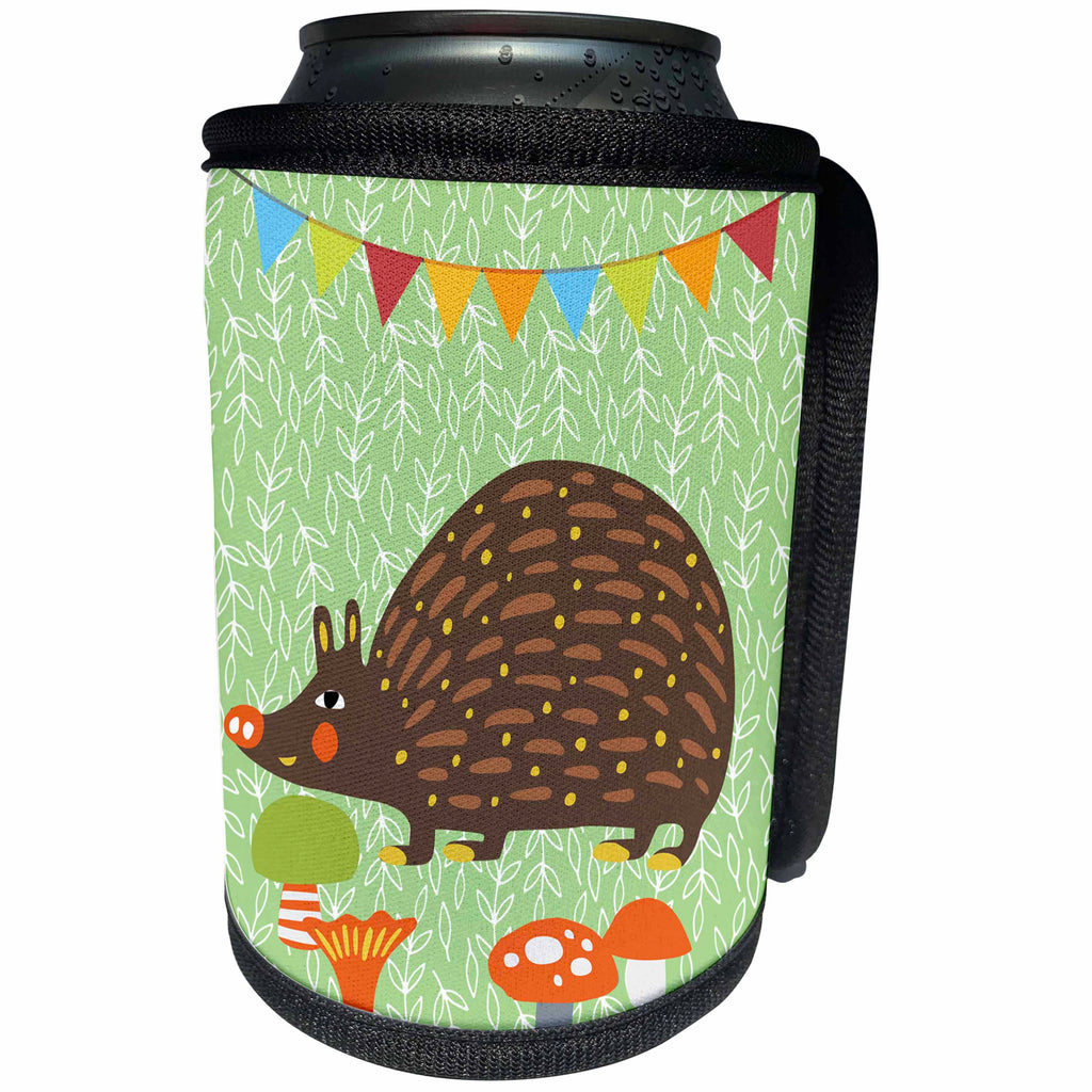 3dRose Uta Naumann Watercolor Illustration Animal - Woodland Friends-Forest Animal Illustration for Babies-Hedgehog - Can Cooler Bottle Wrap (cc_268900)