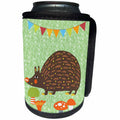 3dRose Uta Naumann Watercolor Illustration Animal - Woodland Friends-Forest Animal Illustration for Babies-Hedgehog - Can Cooler Bottle Wrap (cc_268900)