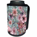 3dRose Uta Naumann Pattern - Aloha Abstract Teal Pink Flower Jungle Tropical Floral Hawaii Pattern - Can Cooler Bottle Wrap (cc_268904)