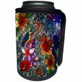 3dRose Uta Naumann Pattern - Aloha Bird Parrot Flower Jungle Tropical Floral Hawaii Pattern - Can Cooler Bottle Wrap (cc_268905)