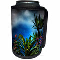 3dRose Uta Naumann Watercolor Illustration - Aloha Dark Flower Jungle Tropical Floral Hawaii Illustration - Can Cooler Bottle Wrap (cc_268909)