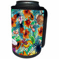3dRose Uta Naumann Pattern - Aloha Fresh Fruit Hibiscus Flower Jungle Tropical Hawaii Pattern - Can Cooler Bottle Wrap (cc_268915)