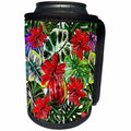 3dRose Uta Naumann Pattern - Aloha Red Passiflora Flower Jungle Tropical Floral Hawaii Pattern - Can Cooler Bottle Wrap (cc_268920)