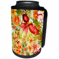 3dRose Uta Naumann Pattern - Aloha Orchid Bird Parrot Flower Jungle Tropical Floral Hawaii Pattern - Can Cooler Bottle Wrap (cc_268922)