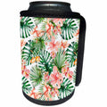 3dRose Uta Naumann Pattern - Aloha Monstera Hibiscus Flower Jungle Tropical Floral Hawaii Pattern - Can Cooler Bottle Wrap (cc_268923)