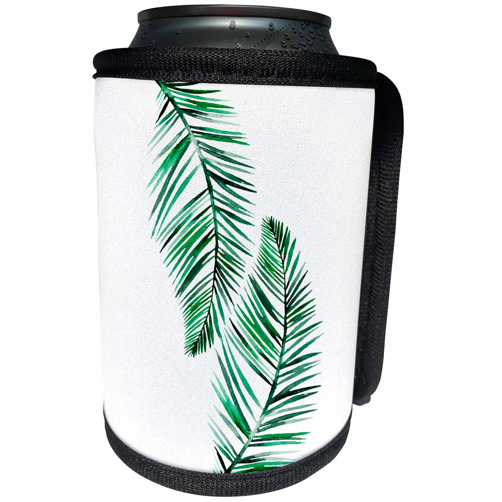 3dRose Uta Naumann Watercolor Illustration - Aloha Palm Leaves Foliage Jungle Tropical Hawaii Illustration - Can Cooler Bottle Wrap (cc_268929)