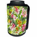 3dRose Uta Naumann Pattern - Aloha Flower Jungle Tropical Floral Hawaii Pattern - Can Cooler Bottle Wrap (cc_268932)