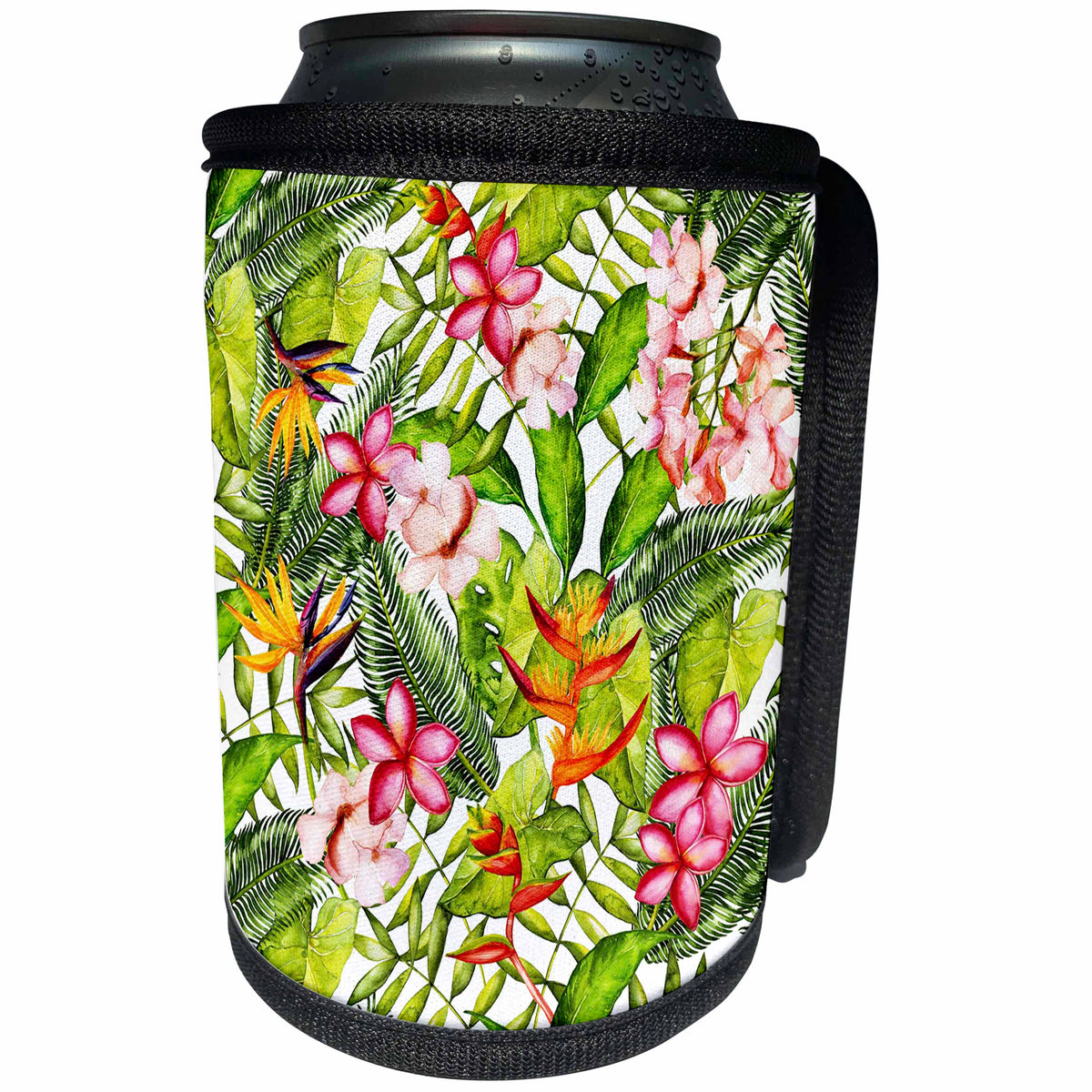 3dRose Uta Naumann Pattern - Aloha Flower Jungle Tropical Floral Hawaii Pattern - Can Cooler Bottle Wrap (cc_268932)