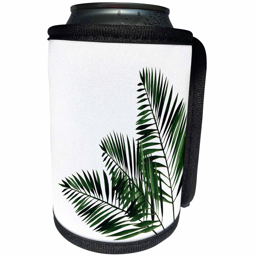 3dRose Uta Naumann Watercolor Illustration - Aloha Palm Leaf Foliage Jungle Tropical Hawaii Illustration - Can Cooler Bottle Wrap (cc_268933)
