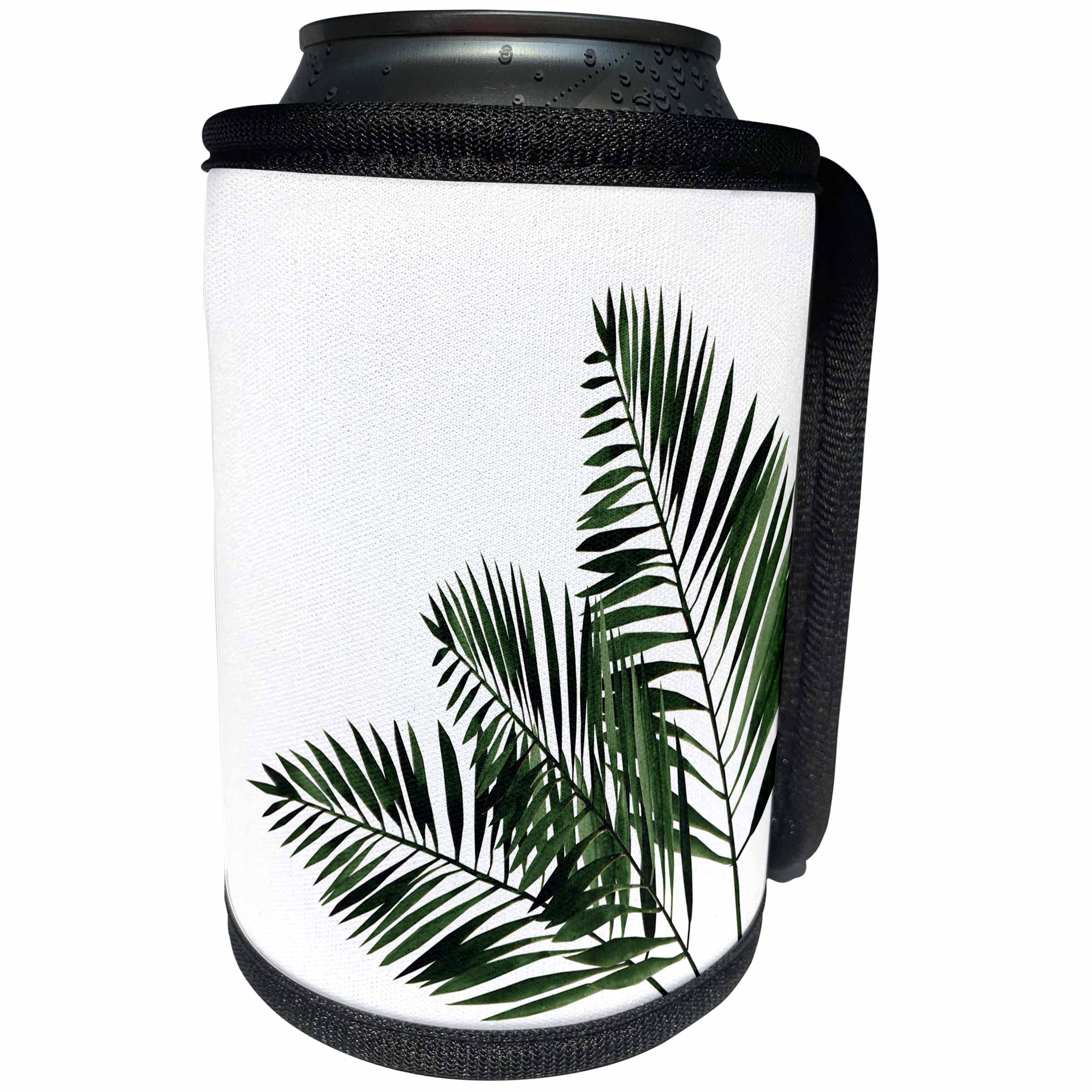 3dRose Uta Naumann Watercolor Illustration - Aloha Palm Leaf Foliage Jungle Tropical Hawaii Illustration - Can Cooler Bottle Wrap (cc_268933)