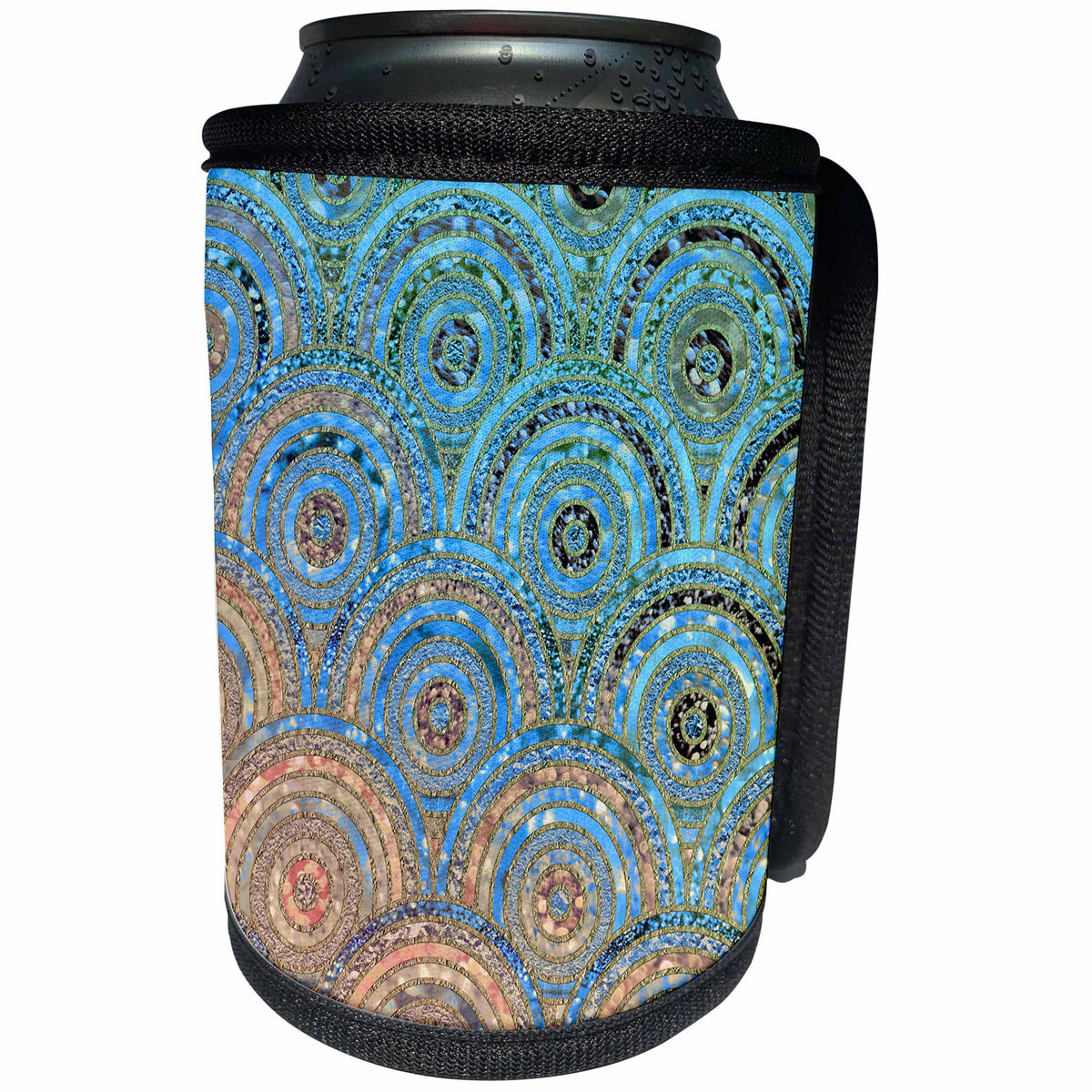 3dRose Uta Naumann Faux Glitter Pattern - Trendy Rosegold Blue Feminine Faux Glitter Dot Circle Pattern - Can Cooler Bottle Wrap (cc_268937)
