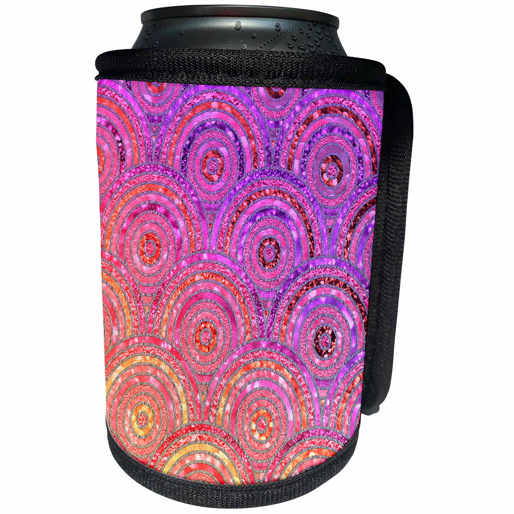 3dRose Uta Naumann Faux Glitter Pattern - Trendy Pink Purple Feminine Faux Glitter Dot Circle Pattern - Can Cooler Bottle Wrap (cc_268938)