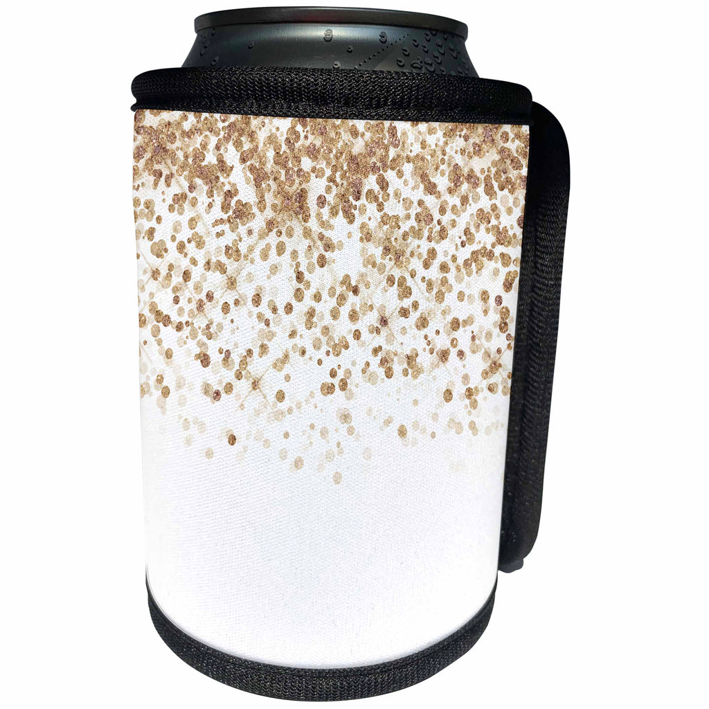 3dRose Uta Naumann Faux Glitter Pattern - Luxury Chic and Trendy Faux Gold Glitter Confetti Dots on White - Can Cooler Bottle Wrap (cc_269032)