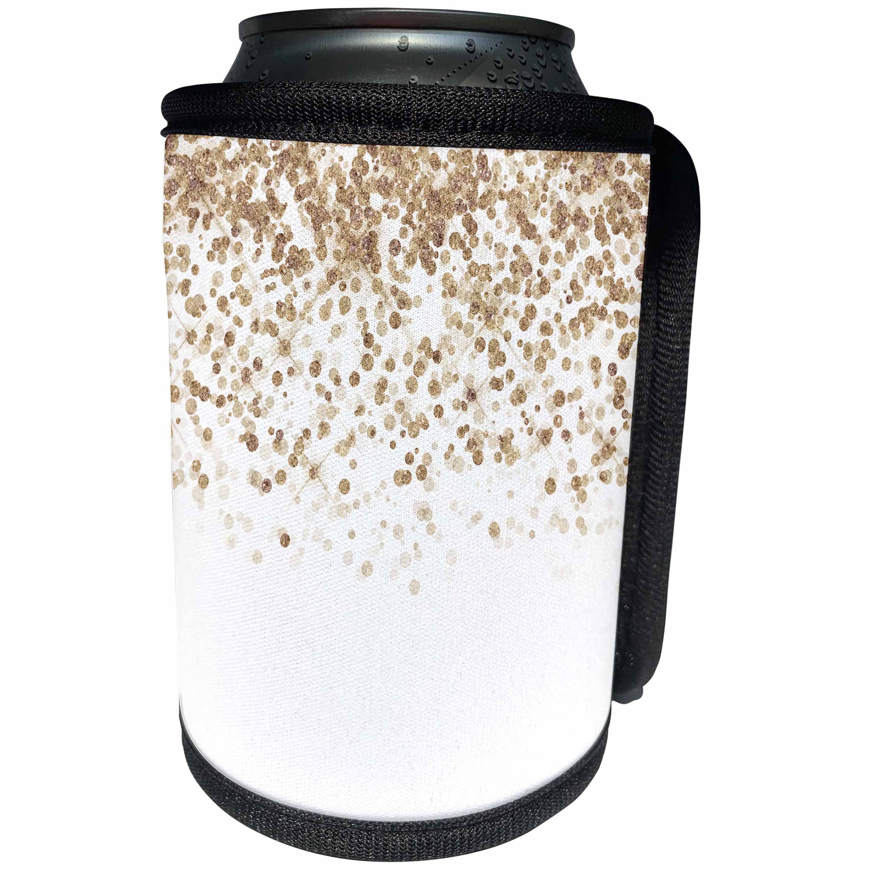 3dRose Uta Naumann Faux Glitter Pattern - Luxury Chic and Trendy Faux Gold Glitter Confetti Dots on White - Can Cooler Bottle Wrap (cc_269032)