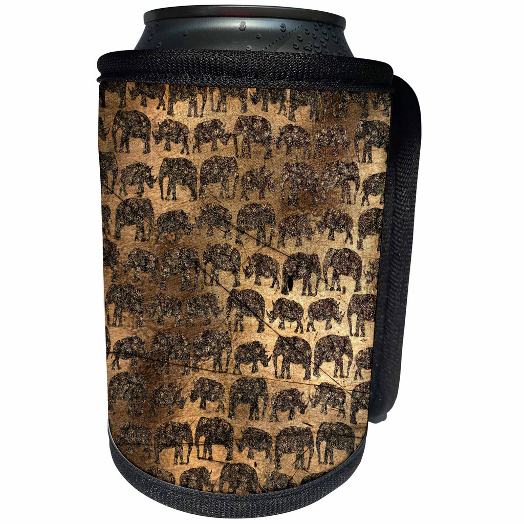 3dRose Uta Naumann Faux Glitter Pattern - Luxury Chic Gold and Copper Animal Elephant Africa Safari Pattern - Can Cooler Bottle Wrap (cc_269043)