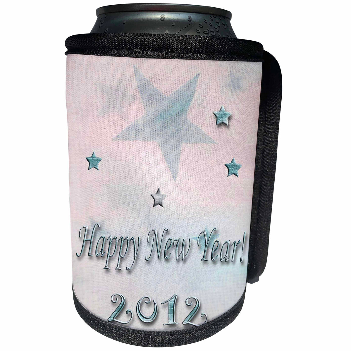 3dRose Beverly Turner New Years - Stars New Year 2012 Pink - Can Cooler Bottle Wrap (cc_26905)