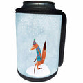 3dRose Uta Naumann Watercolor Illustration Animal - Cute Animal Illustration of a Fox in Winter Snow- For Children - Can Cooler Bottle Wrap (cc_269052)