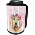 3dRose Uta Naumann Watercolor Illustration Animal - Lovely Animal Deer with Flowers Illustration in Blue Forest - Can Cooler Bottle Wrap (cc_269079)