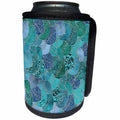 3dRose Uta Naumann Faux Glitter Pattern - Luxury Aqua Teal Faux Metal Foil Glitter Autumnal Foliage Leaf Pattern - Can Cooler Bottle Wrap (cc_269087)