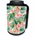 3dRose Uta Naumann Pattern - Aloha Hibiscus Flower Leaves Monstera Jungle Tropical Hawaii Pattern - Can Cooler Bottle Wrap (cc_269101)