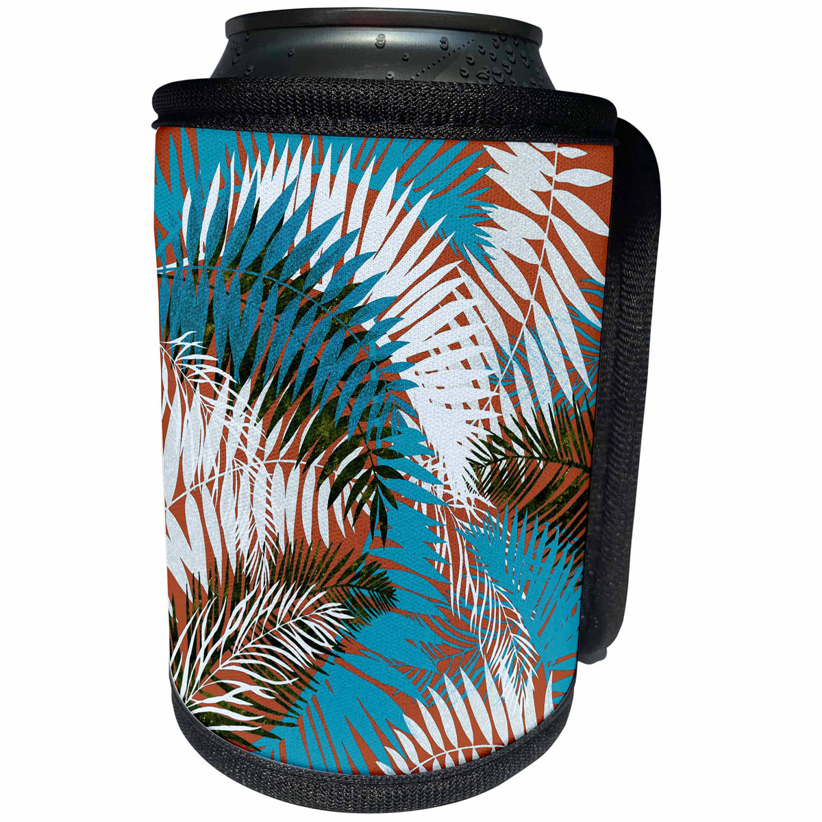 3dRose Uta Naumann Pattern - Aloha Trendy Palm Leaves Jungle Tropical Hawaii Pattern - Can Cooler Bottle Wrap (cc_269102)