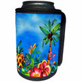 3dRose Uta Naumann Watercolor Illustration - Aloha Colorful Trendy Palm Jungle Tropical Hawaii Illustration - Can Cooler Bottle Wrap (cc_269109)