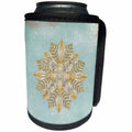 3dRose Uta Naumann Watercolor Illustration - Wintry Artistic Blue and Gold Snowflake Mandala - Can Cooler Bottle Wrap (cc_269112)