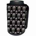 3dRose Uta Naumann Pattern - Black and White-Cool Winter Animal Wise Owl and Snow Pattern - Can Cooler Bottle Wrap (cc_269156)