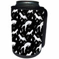 3dRose Uta Naumann Pattern - Black and White-Cool Winter Animal Funny Jumping Fox and Snow Pattern - Can Cooler Bottle Wrap (cc_269158)