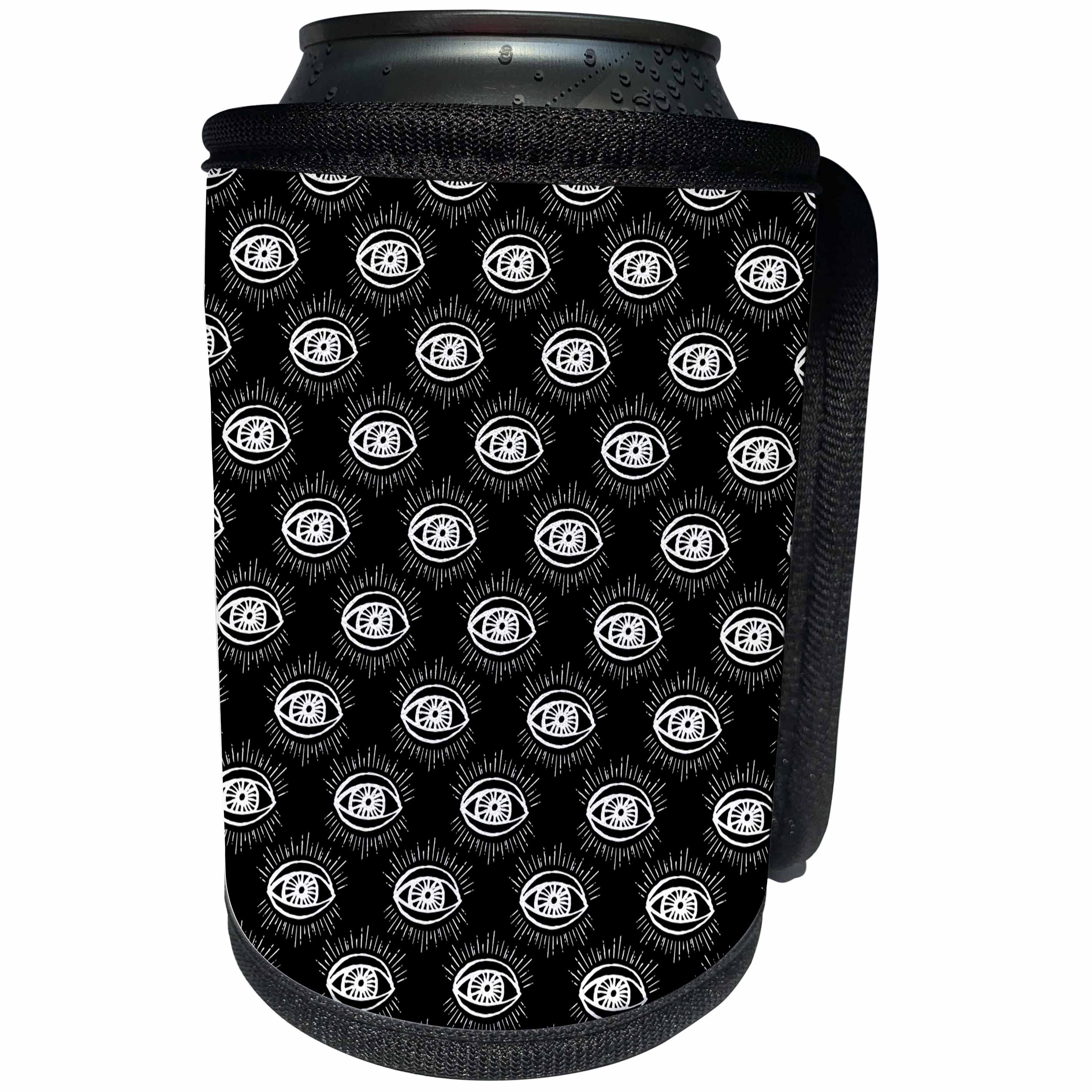 3dRose Uta Naumann Pattern - Black and White-Cool Eye of Providence-Freemason Pattern - Can Cooler Bottle Wrap (cc_269164)