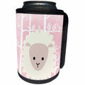 3dRose Uta Naumann Watercolor Illustration Animal - Animal Friends-Sheep in Front of White Forest in Pink-Cute for Kids - Can Cooler Bottle Wrap (cc_269183)