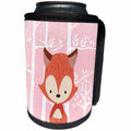 3dRose Uta Naumann Watercolor Illustration Animal - Animal Friends-Fox in Front of White Forest in Pink-Cute for Kids - Can Cooler Bottle Wrap (cc_269184)
