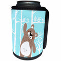 3dRose Uta Naumann Watercolor Illustration Animal - Animal Friends-Bear in Front of White Forest in Blue-Cute for Kids - Can Cooler Bottle Wrap (cc_269186)
