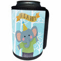 3dRose Uta Naumann Sayings and Typography - Baby Shower-Baby Boy-Blue Elephant Animal Illustration for Kids - Can Cooler Bottle Wrap (cc_269191)