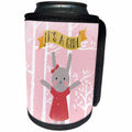 3dRose Uta Naumann Sayings and Typography - Baby Shower Girl-Pink Bunny Animal Illustration for Kids - Can Cooler Bottle Wrap (cc_269195)