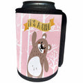 3dRose Uta Naumann Sayings and Typography - Baby Shower Girl-Pink Bear Animal Illustration for Kids - Can Cooler Bottle Wrap (cc_269196)